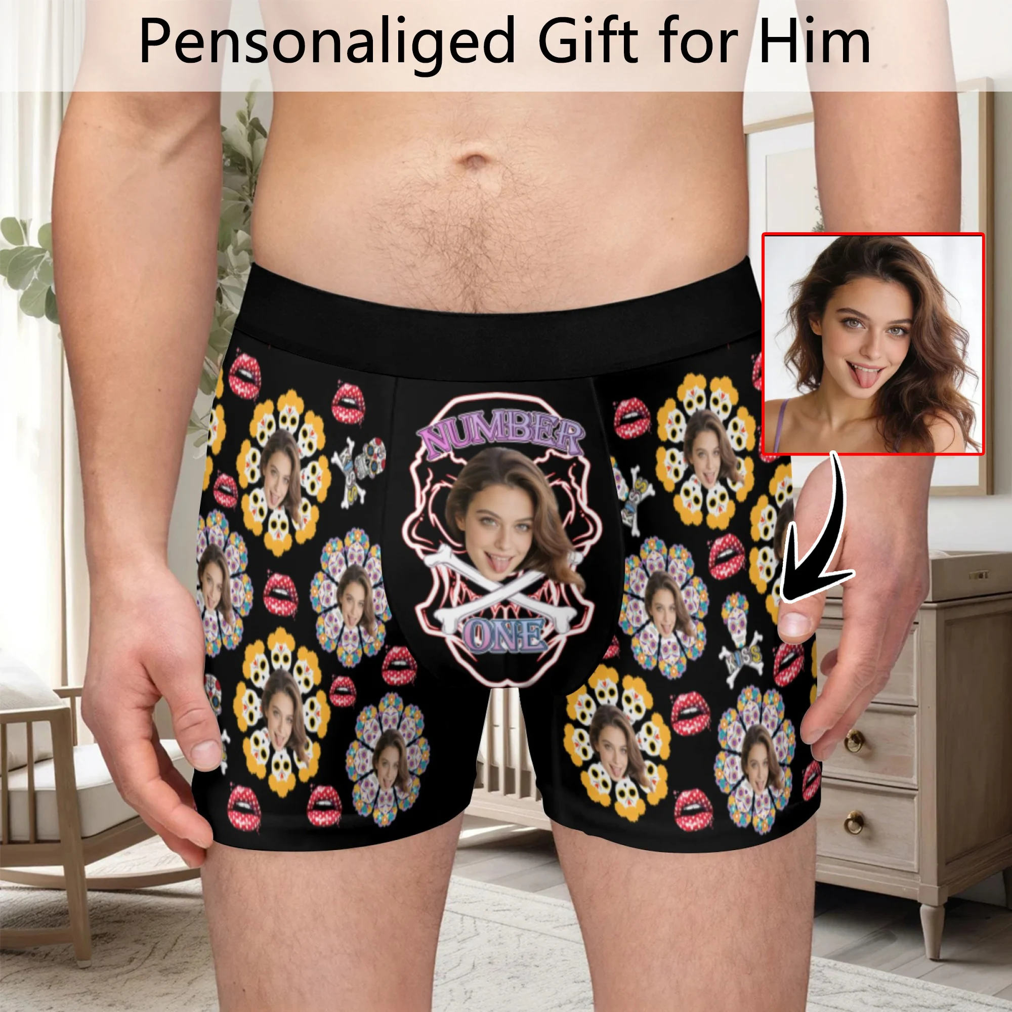 Personalized facial photo customization flat underwear customization men's Valentine's Day gift for husband gift for father