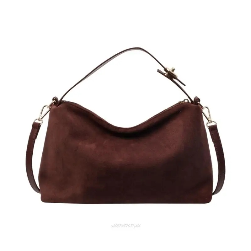 X5XA Contemporary Suedes Crossbody Purse Adjustable Strap Scratch Resistant Shoulder Bag For Office Commute Winter Season