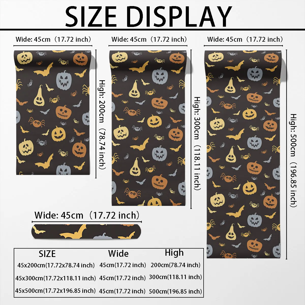 PVC self-adhesive Halloween pumpkin spider bat pattern cyclic wallpaper for wall decoration and concealing flaws
