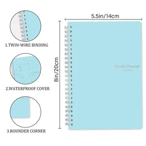 مخطط دفتر الملاحظات الأسبوعي الحلزوني غير المؤرخ ، جدول الأعمال ، اللوازم المدرسية المكتبية ، سجل الخطة اليومية للمساعدة ، جدول الأعمال ، A5 أفضل 12 مخطط مدرسة مبيعات - رقم 9