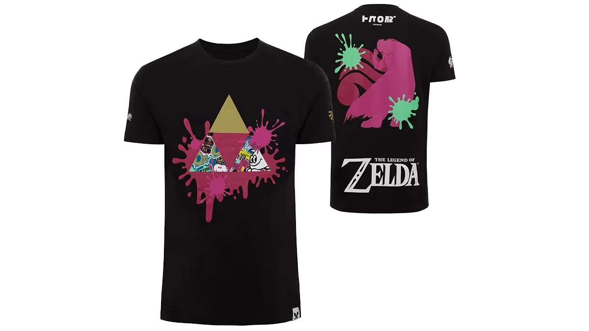Splatoon 3 X The Legend of Zelda Splatfest T Shirt Power Theme Tri-force Print Tee Unisex Black Short Sleeve Casual Streetwear