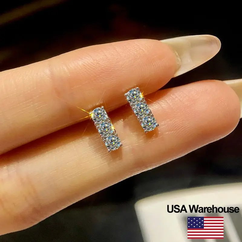 

S925 Sterling Silver 0.1CT Moissanite Diamond Character Earrings for Women Engagement Wedding Luxury High Quality Jewelry