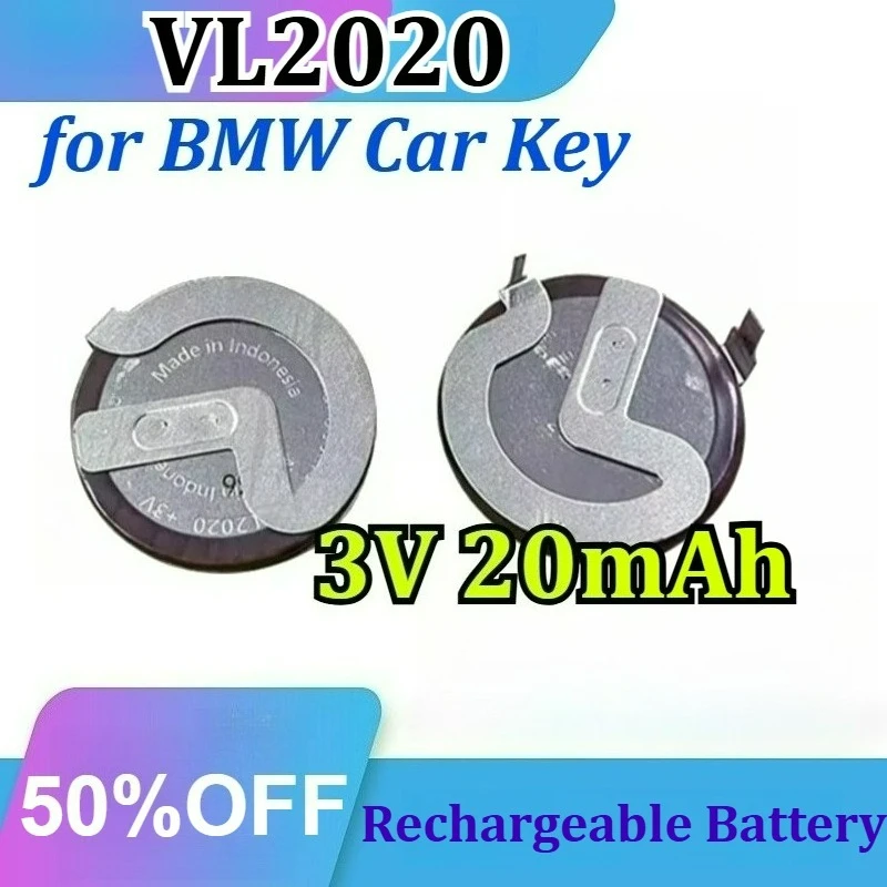 VL2020 3V 20mAh with 105 Degree Foot for BMW Car Key Audio Equipment Battery Lithium Rechargeable Battery
