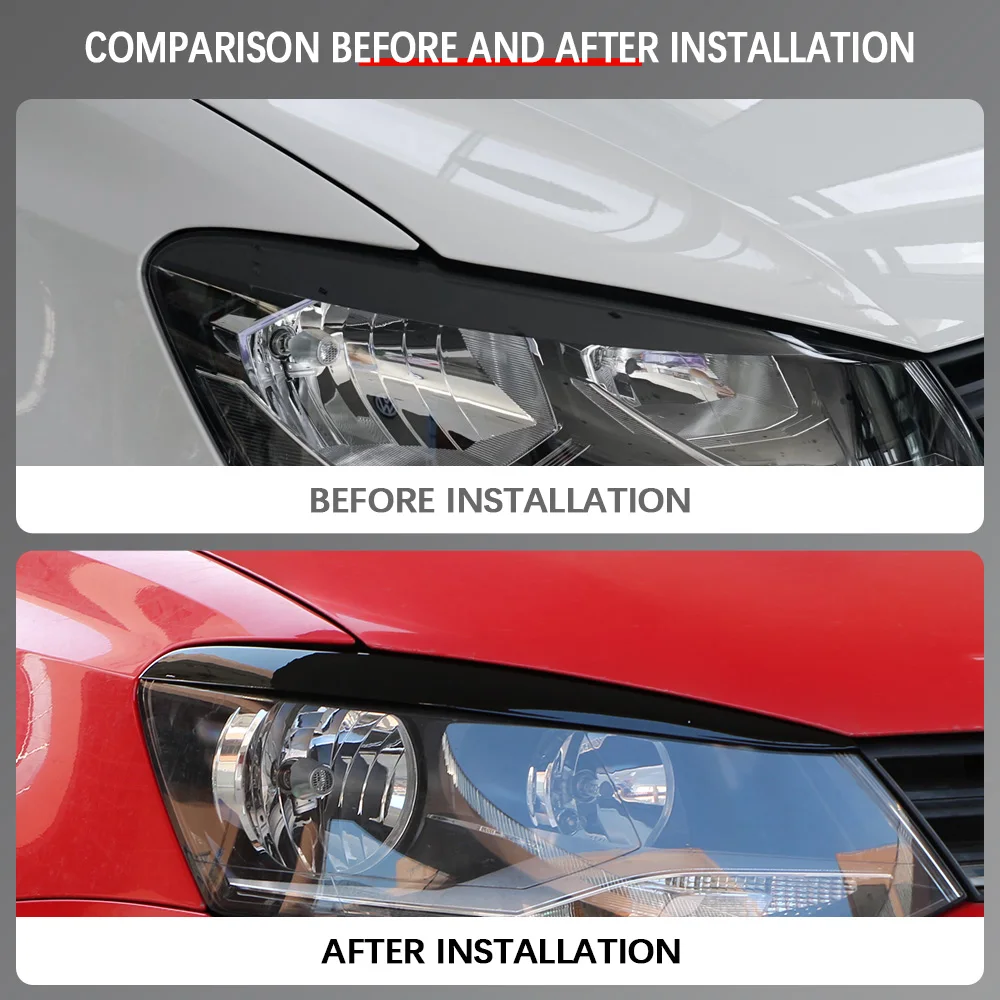 2pcs/set Car Head Light Lamp Eyebrow Eyelid Cover Trims Decoration for VW Polo Mk5 6R 6C 2010 2011 2012 2013 2014 2015 2016 2017