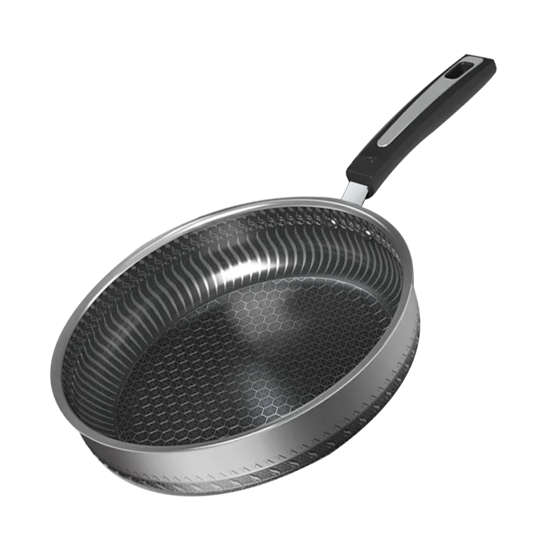 Professional Quality 316 Stainless Steel  Cookware Non-Stick Honeycomb 26-28cm Round Frying Pan for Cooking