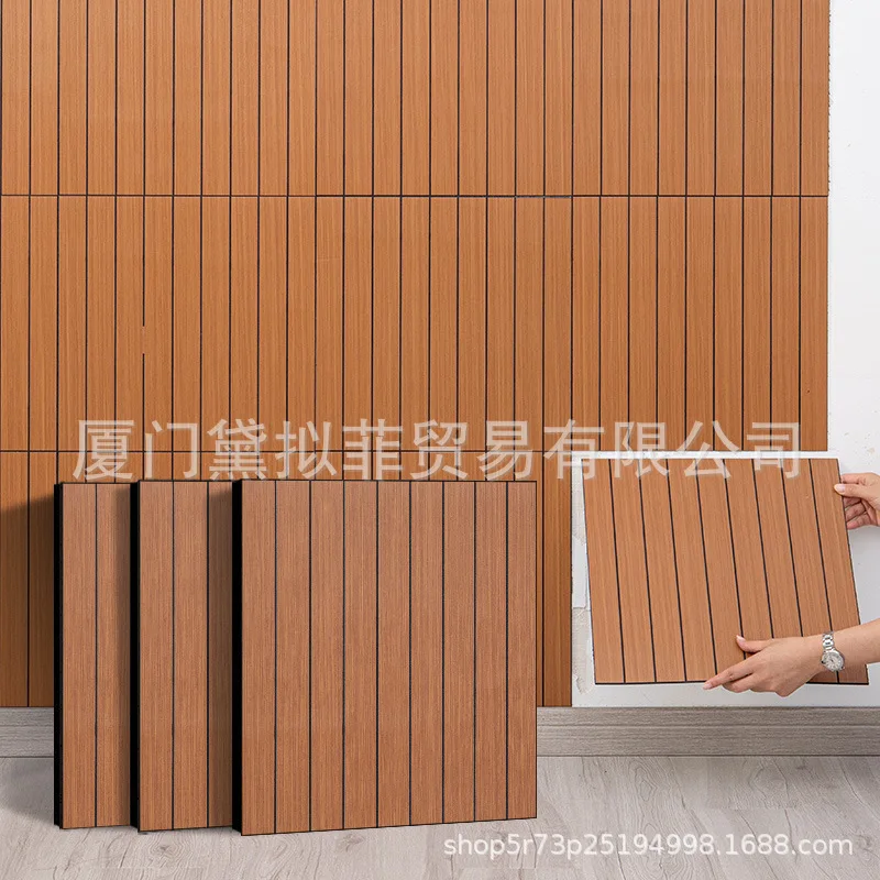 10-Pcs 40CM Square 2.8MM Thick Wood Wall Boards - PVC Self-Adhesive Waterproof for Living Room, Furniture Cover, Rental Friendly