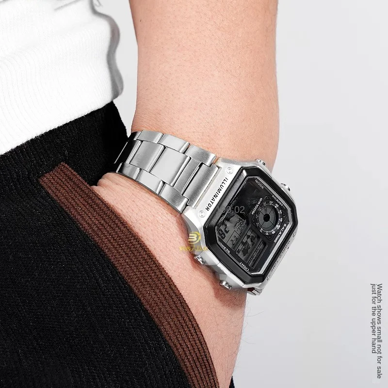 18mm Silber Schwarz Gold Edelstahl Armband für Casio kleines Quadrat AE-1200/1300 Metall Armband hochwertiges Armband + Gehäuse