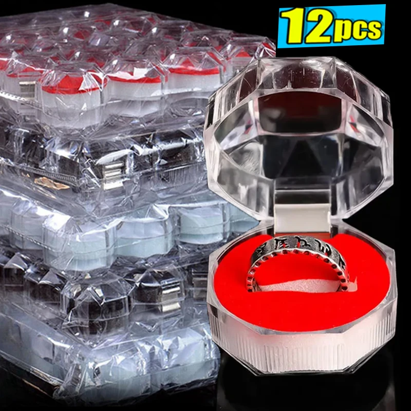 Crystal Acrylic Ring Storage Box Transparent Jewelry Display Box Wedding Packaging Ladies Ring Earrings Mini Storage Gift Box