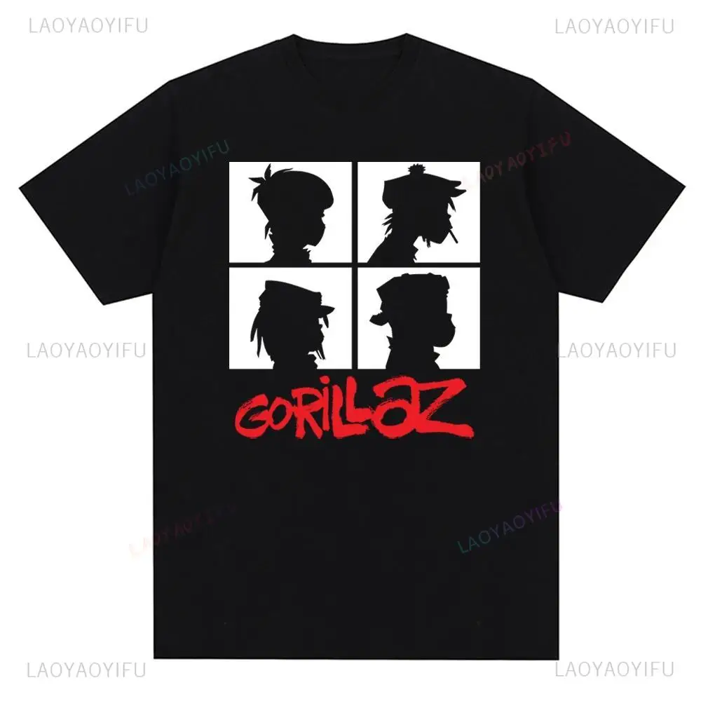 Music Band Gorillazs Punk Rock Print T Shirt 90s Casual Fashion Short Sleeve  T Shirt Unisex