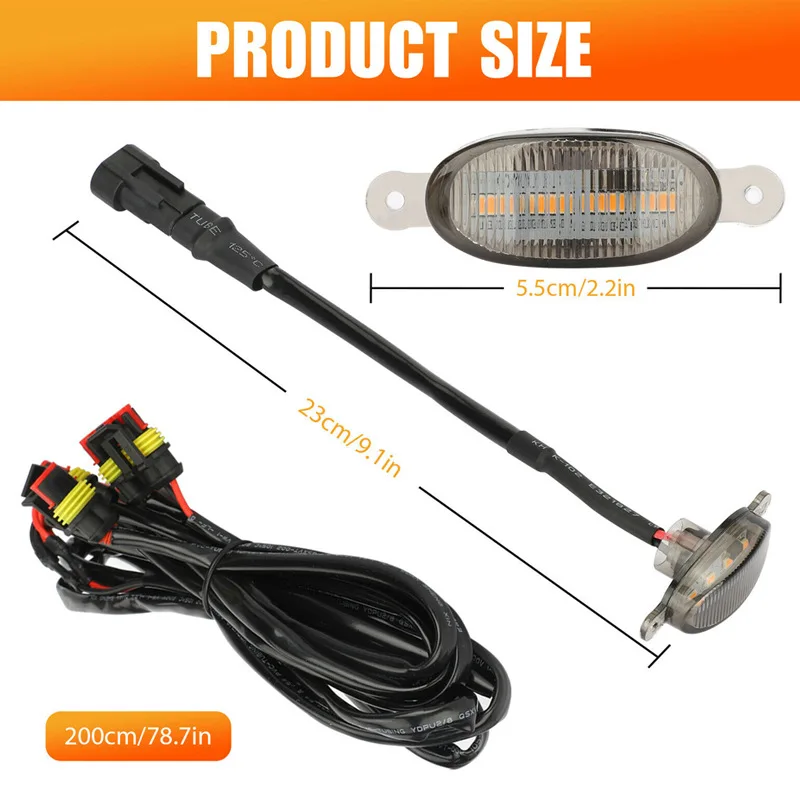 4Pcs Smoked Lens Amber Car Front LED Grille Light DRL With Wire Harness for Ford F150 F250 F350 Raptor Front Grille 12V