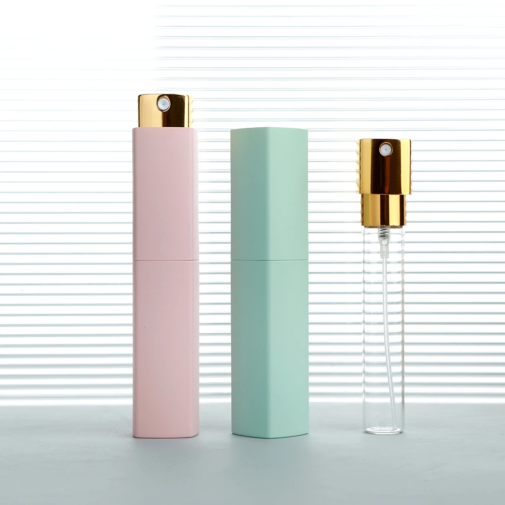 10 قطعة 10 مللي عالية الجمالية متعددة الألوان ABS قذيفة والزجاج الجسم الروتاري الصحافة السائل زجاجات الملء ، رذاذ زجاجات رذاذ العطور