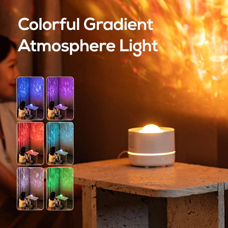 2025 New Colorful Gradient Night Lamp USB Delicate Water Mist Essential Oil Aroma Household Starry Sky Projection Air Humidifier