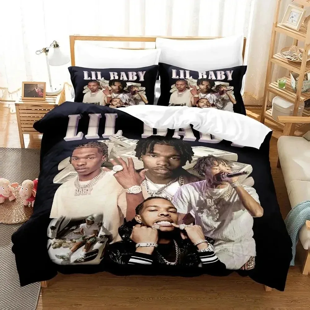 Rapper lil baby Bedding Set Boys Girls Twin Queen Size Duvet Cover Pillowcase Bed Boys Adult Fashion Home Textileextile