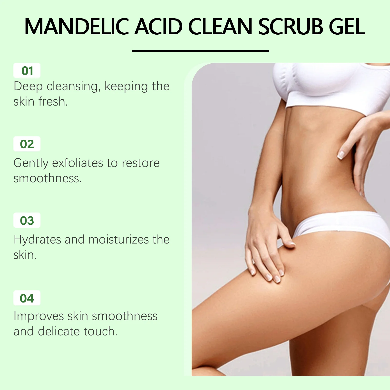 Mandelic Acid Body Scrub Gel Gentle Cleansing Pores Exfoliating Dead Skin Remover Smoothing Reduce Dryness Deep Cleansing Scrub