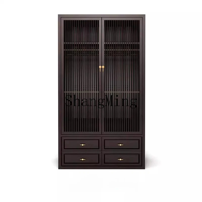 

FG New Chinese Solid Wood Wardrobe Modern Zen Model Room Hotel Clubhouse B & B Bedroom Drawer