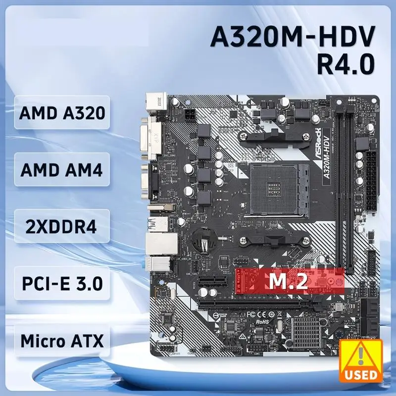 Top A320 A320M Motherboard ASROCK A320M HDV R4.0 Motherboard AM4 DDR4 32GB M.2 PCI-E 3.0 USB3.1 VGA Micro ATX support Ryzen 5