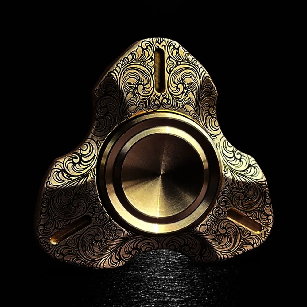 Linghu Second Generation: Stainless Steel Fingertip Gyroscope EDC Brass Carving Push Card Papa Coin Black Technology