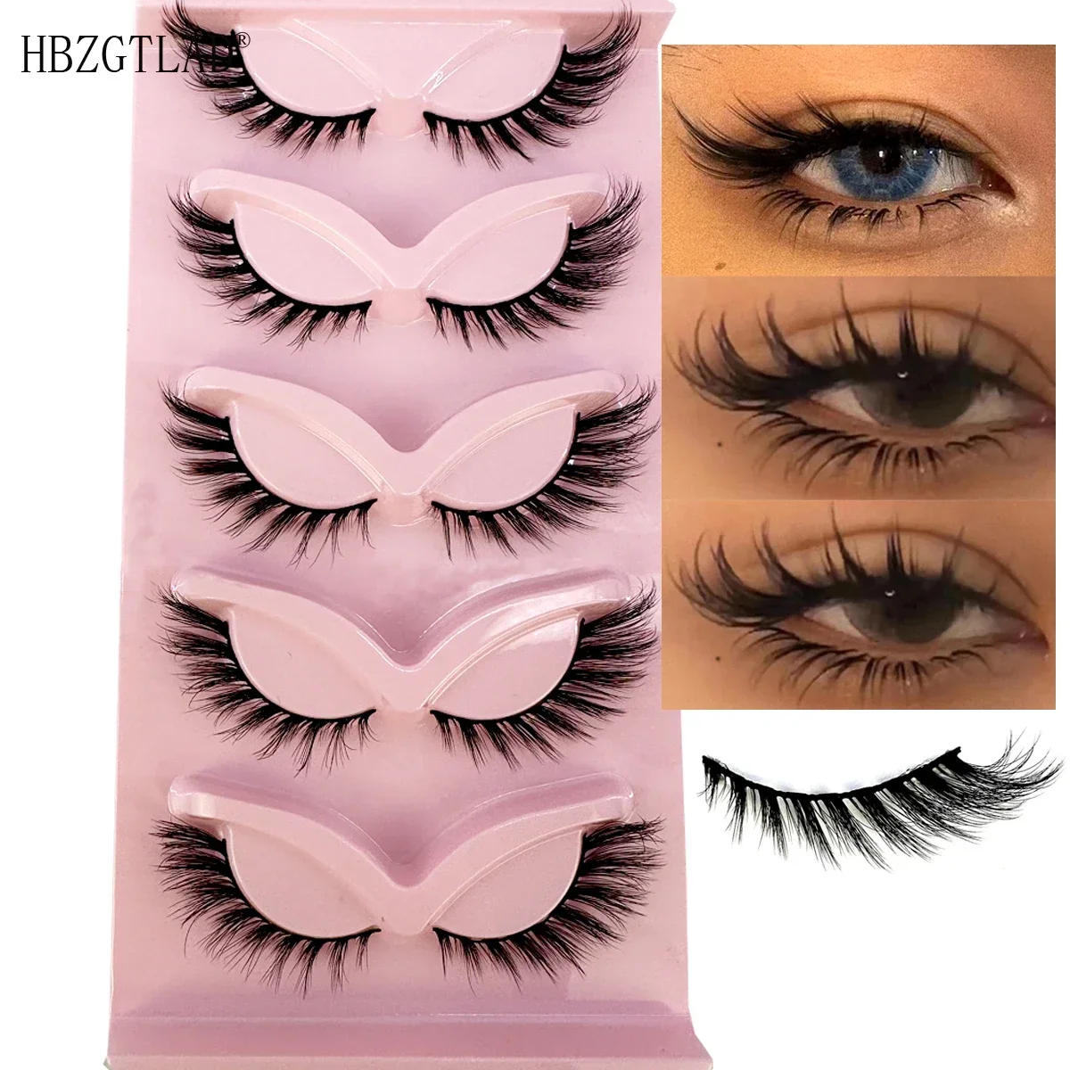 HBZGTLADCat Eye Lashes Mink Eyelashes 3D Curl Winged Natural Realistic Messy End Eye Elongated Thick False Eyelashes Soft Fake