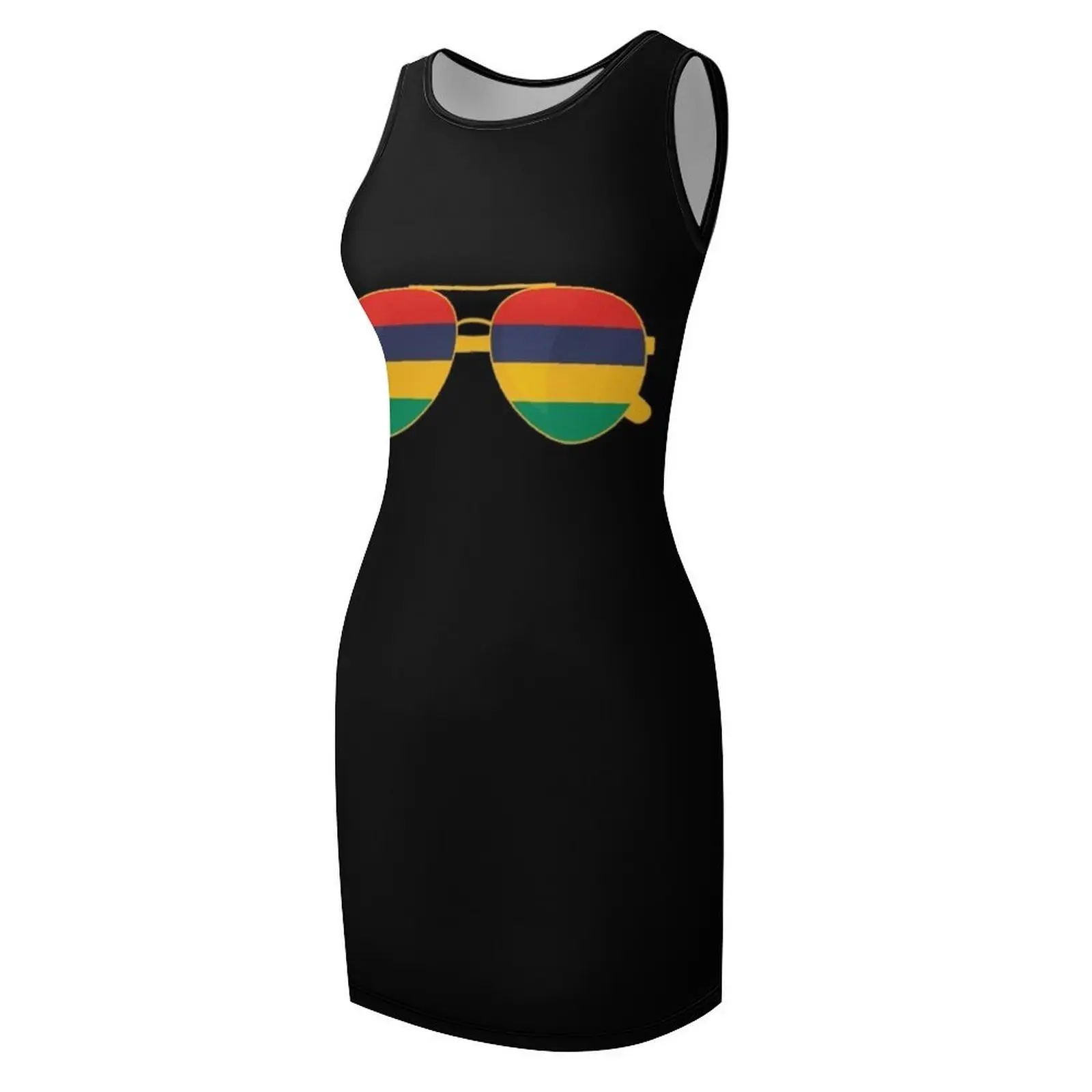 Drapeau Mauritius lunettes de soleil chemise drapeau mauricien t-shirt sans manches robe d'été robe d'été robes quotidiennes été