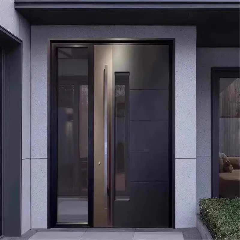 Explosion-proof cast aluminum entry door Glass Villa door Modern light luxury child and mother double door Anti-theft