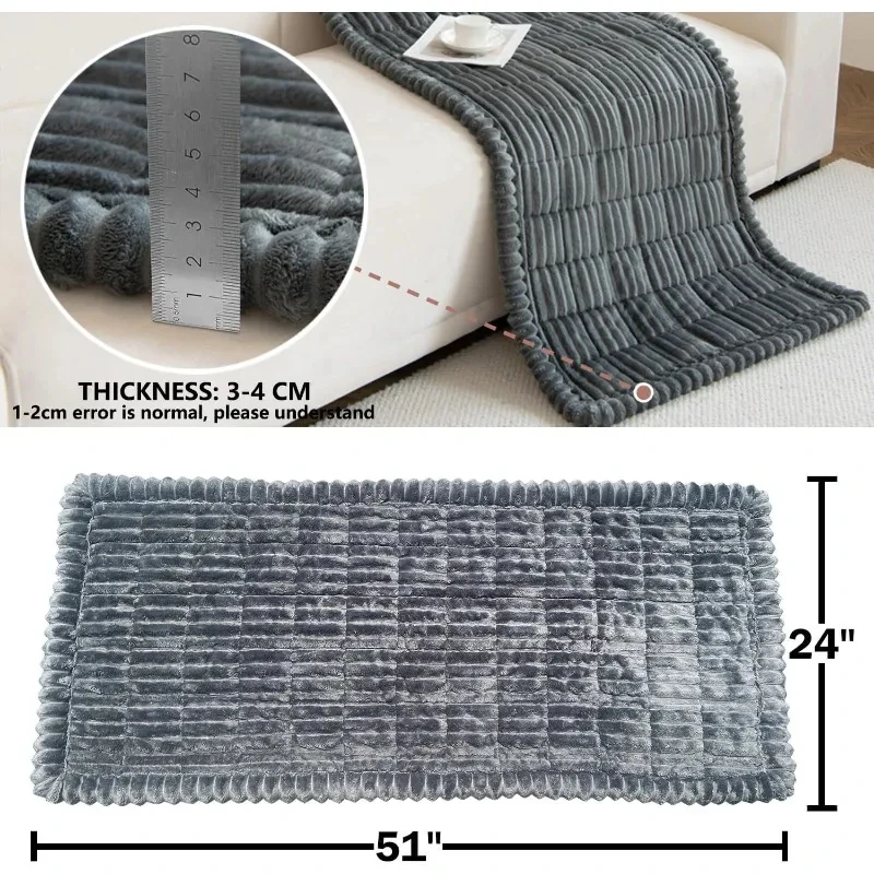 Summer Cool Soft Striped Plush Dog Bed Mat Non-Slip Washable Pet Travel Cushion Pad Thick Sleeping Mattress for Car Trunk view 6