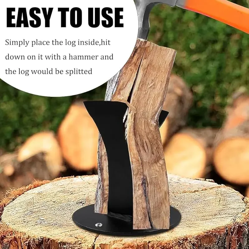 Manual Wood Splitting Wedge - Heavy Duty Steel Firewood Splitter，Belt 4 Hole Installation Design，Portable Wood Splitting Tool，