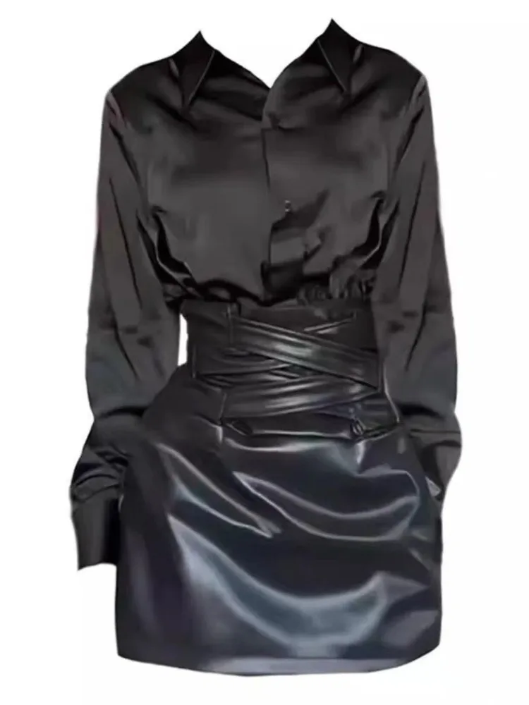 

Black Polo Shirt & High Waist Bandage Skirt 2 Piece Set Spring Elegant Fashion Slim Fit Outfit Casual for Ladies 2026 Fashion