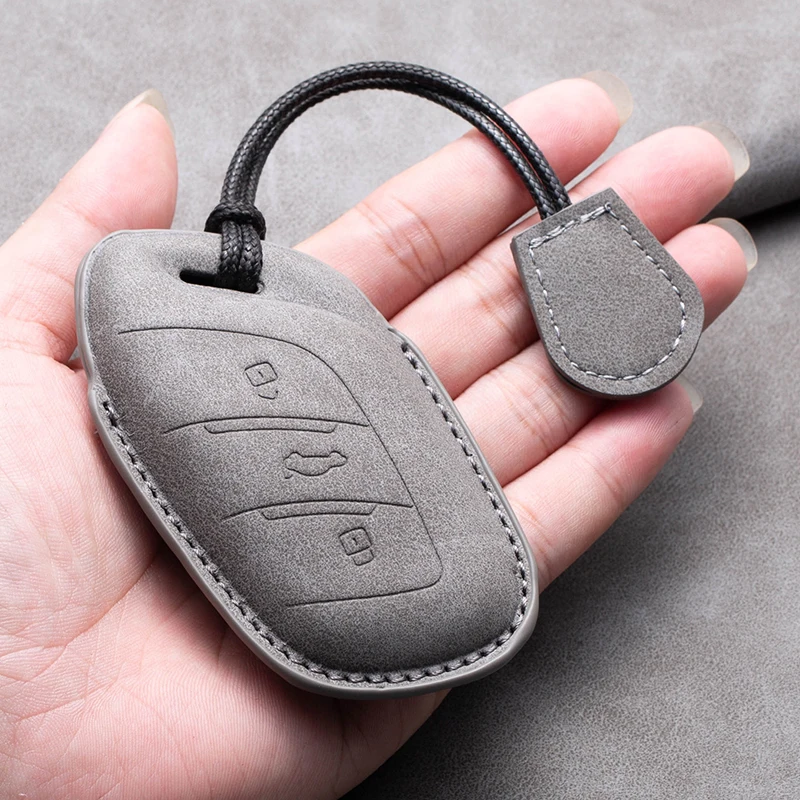 PU Leather Car Smart Remote Key Case Cover Bag Shell Holder Protector For MG ZS EV MG6 EZS HS EHS 2019 2020 Keychain Accessories