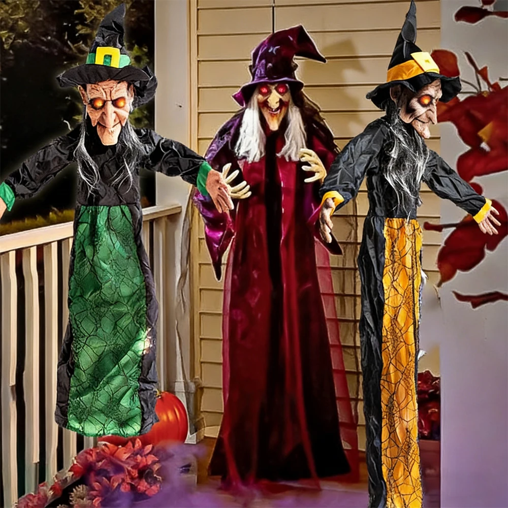 

LED Hanging Skull Ghost Prop Horror Mechanism Decoration Lighted Scary Trap Haunted House Suspended Halloween Spooky Decor