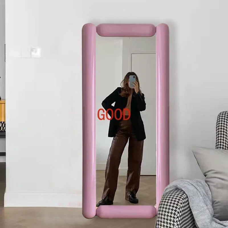 

Rectangle Pink Full Length Mirror Korean Style Large Design Maiden Big Mirror Quality Decorative Frame Espelho Household Goods