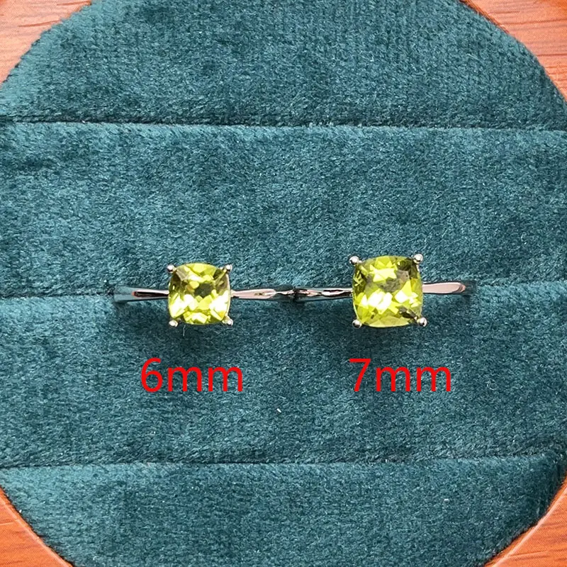 

Кольцо с натуральным перидотом, кольцо из натурального серебра 925 пробы для повседневного ношения, ювелирные изделия из настоящего перидота 6 мм 7 мм