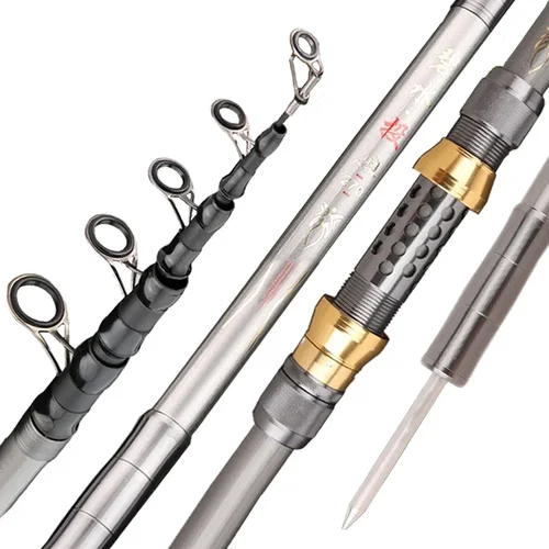 Cañas de pescar giratorias telescópicas superduras de 1,8 M-3,6 M, caña de distancia ultraligera de tiro largo, caña de lanzamiento de alta calidad