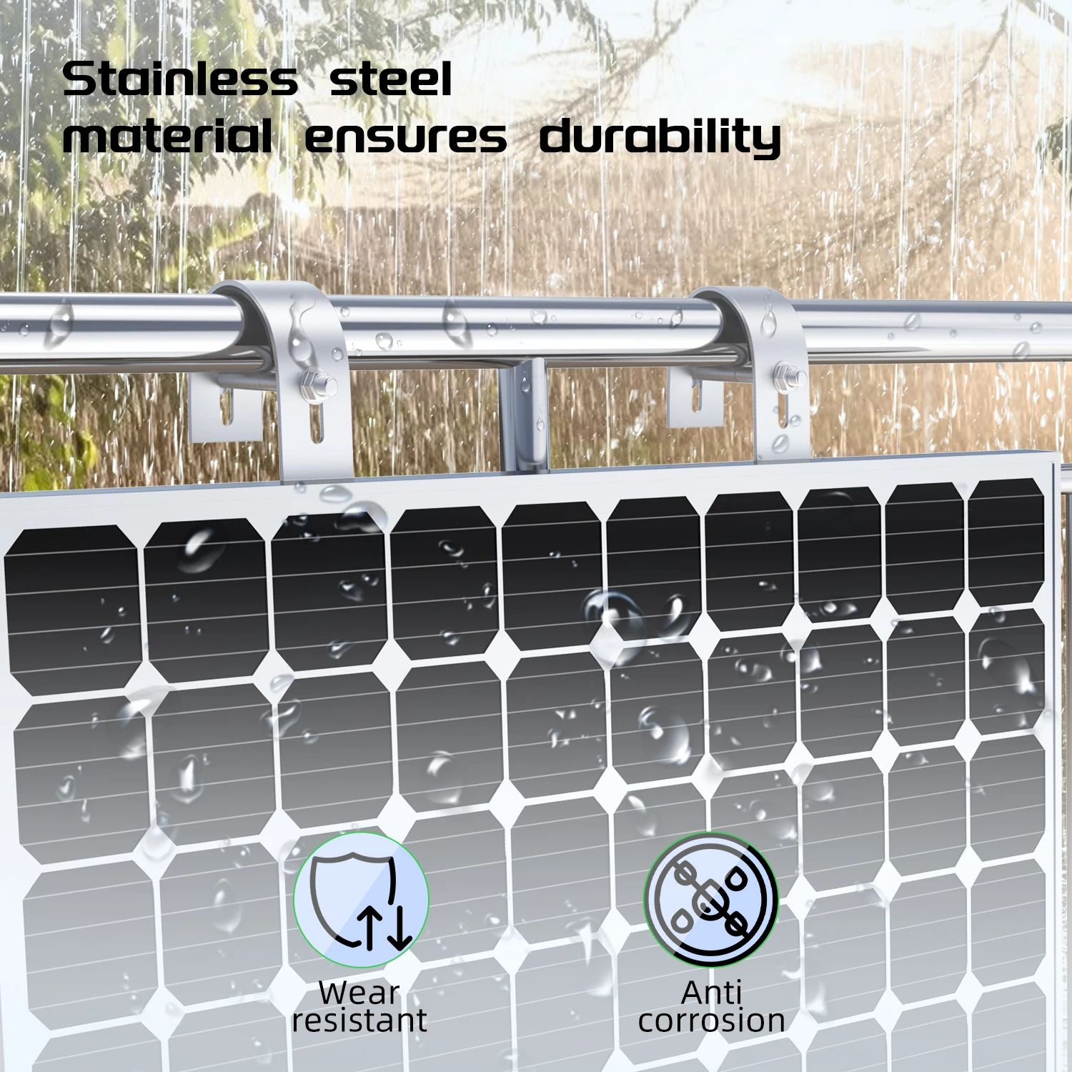 2PCS Stainless Steel Solar Panel Hooks,Solar Panel Mounting Brackets,Duplex Wire Rope Clips,and Solar Module Holders for Balcony