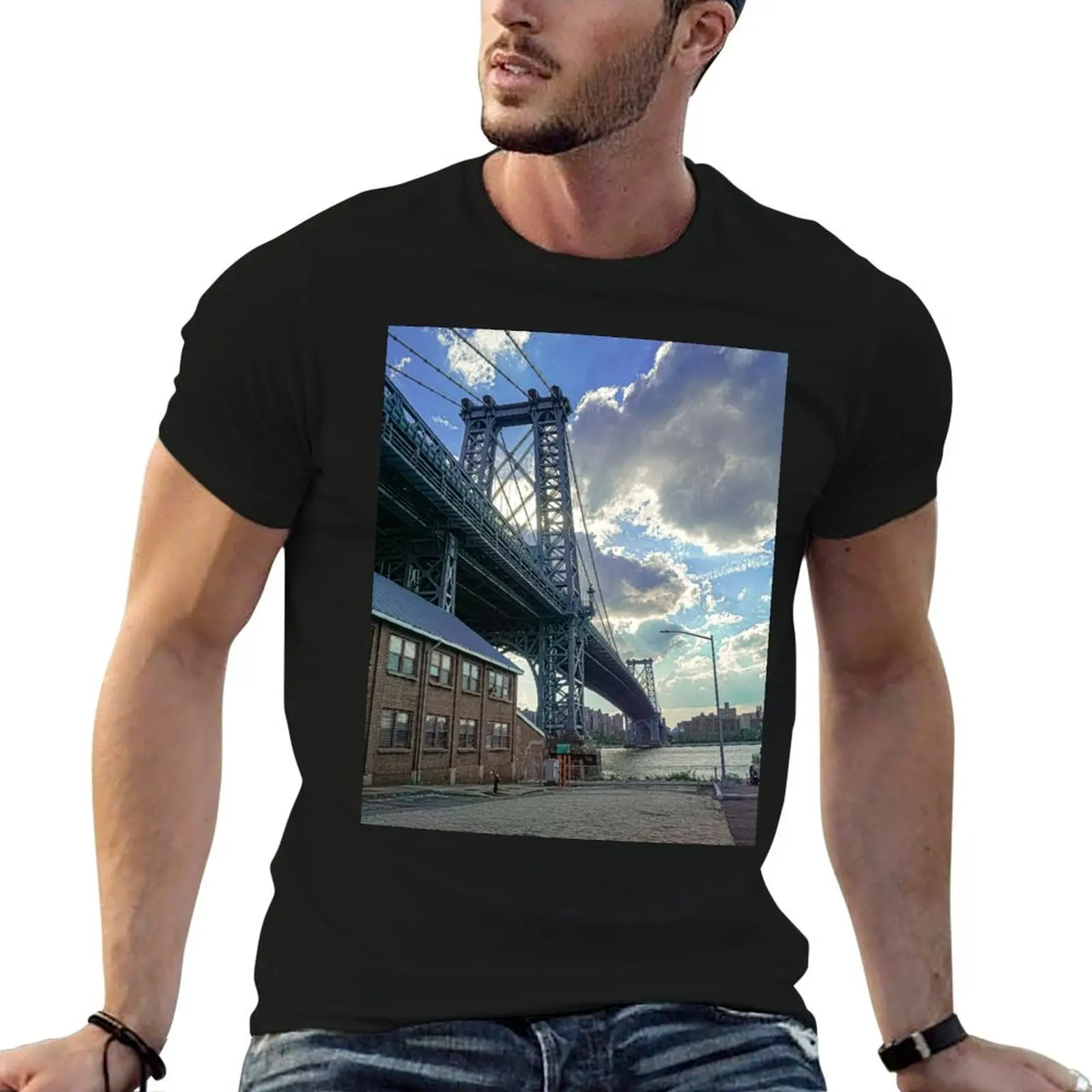 

Мужская рубашка Williamsburg, футболка с изображением моста, футболка с рисунком аниме