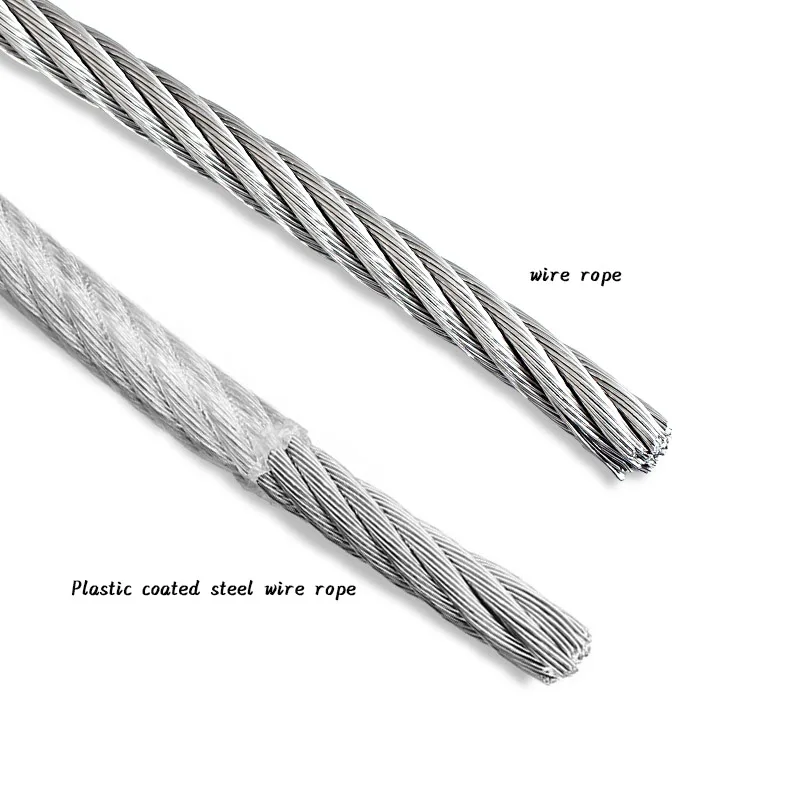 10m 304 Stainless Steel PVC Coating Wire Rope 0.3/0.4/0.5/0.6/0.45/0.5/0.6/0.8/1/1.2/1.5/2/2.5/3/4/5/6/8/10/16mm 1x7 7x7 7x19