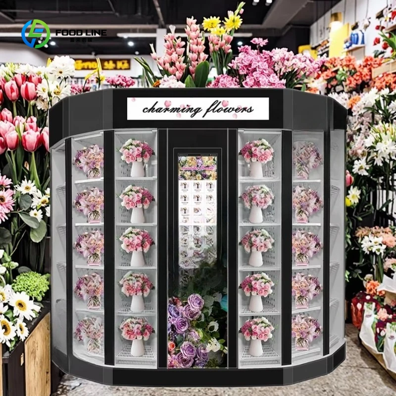 ماكينة بيع الزهور الخارجية الأوتوماتيكية بالكامل بشاشة تعمل باللمس مقاس 22 بوصة مع نظام تبريد للحفاظ على نضج #1