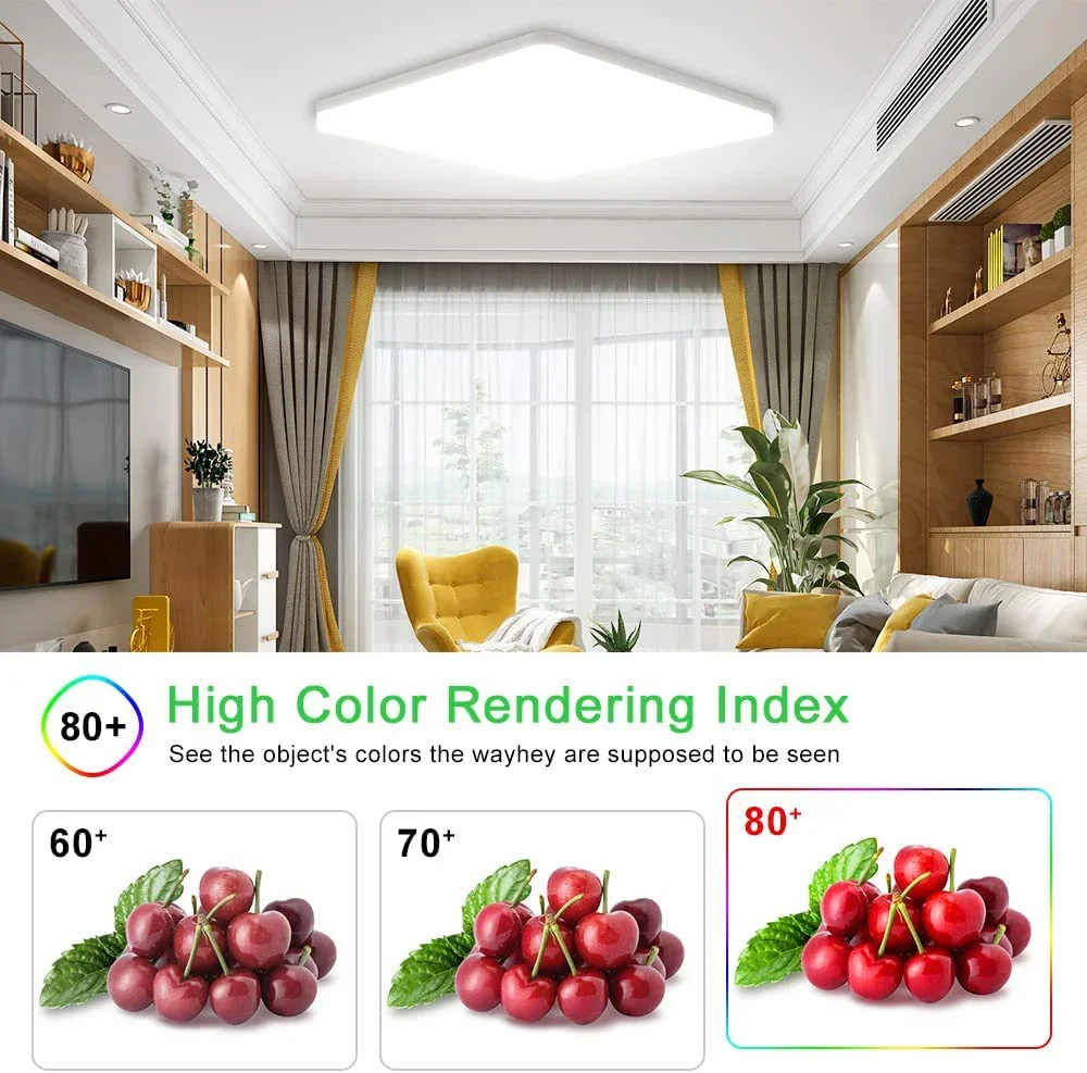 Square LED Ceiling Light Modern Minimalist Kitchen Living Light 48W 36W 24W 18W Panel Light Fixtures for Laundry Bedroom Hallway