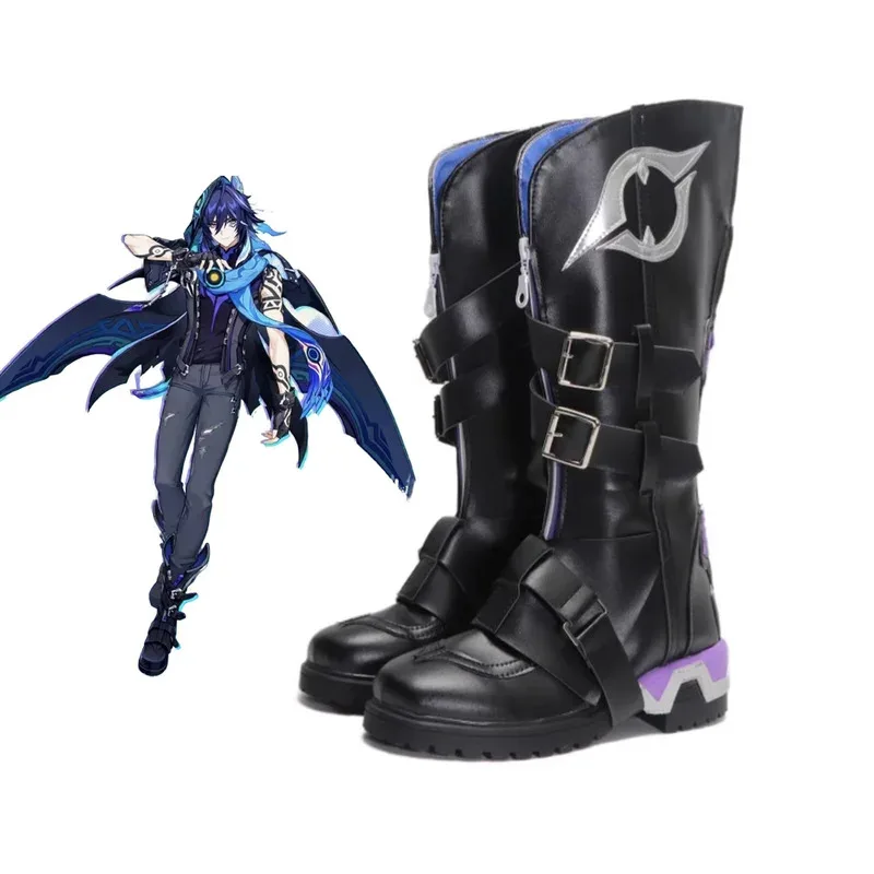

Game Genshin Impact Cosplay Ororon Shoes New Handsome Leather Boots For Men and Women Anime Halloween Party Prop tt9]