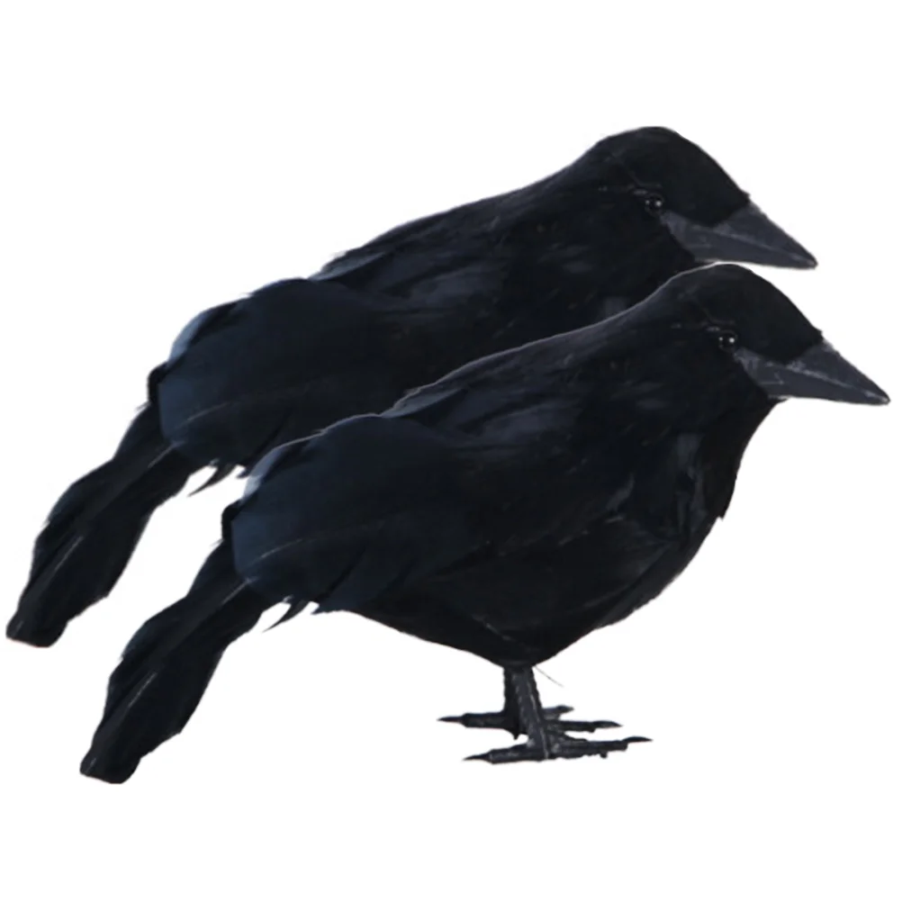 2 pezzi di corvo ornamento simulato pennacchio spaventoso puntelli per foto decorazione di Halloween decorazione realistica casa stregata puntello piccolo corvo