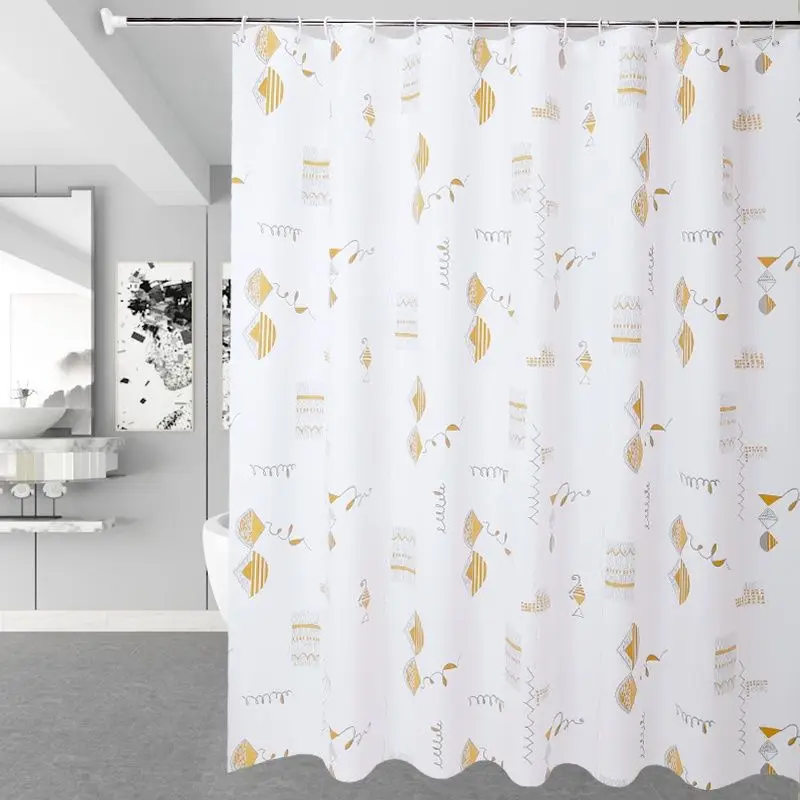 

Shower Curtains Painting Print Peva White Bathroom Curtain Waterproof Mildew Proof Modern Style with Hooks for Toilet 200cm