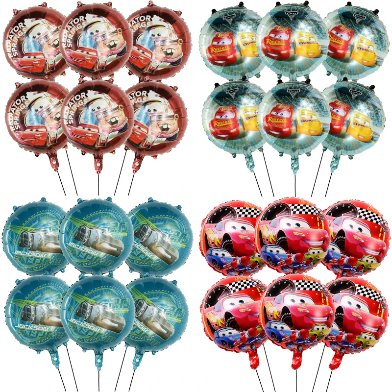 6Pcs Disney Lightning McQueen Foil Balloon Birthday Party Decoration Racing Theme Balloon Baby Shower