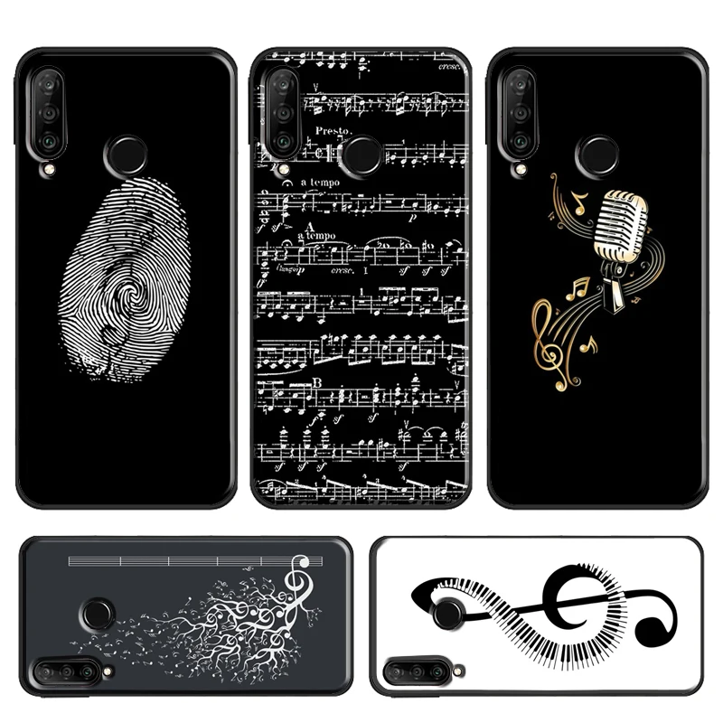 Music Notes Case For Huawei P30 Pro P40 P20 Lite Mate 20 Lite P Smart 2019 Z Nova 5T Honor 50 10i 8X 9X