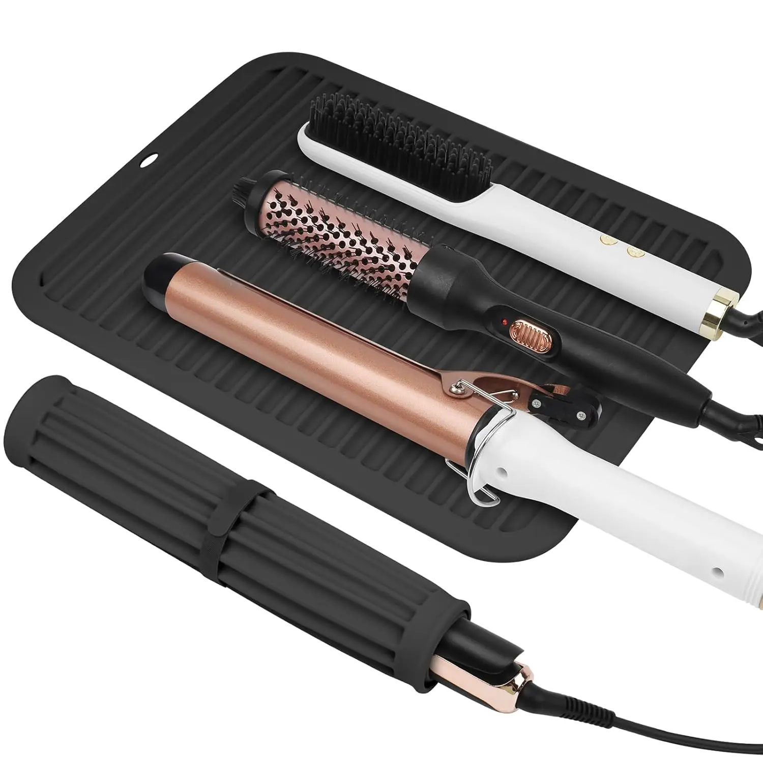 

Oversize Silicone Heat Resistant Mat for Hair Tools, Portable Holder Cover Pad for Travel Salon (14.2" x 11.0")