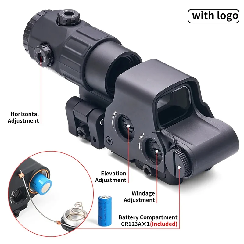 558+G33/G43 Taktisches holografisches Zielfernrohr, 3-faches Vergrößerungszielfernrohr, Red Dot Optic Sight mit/20 mm Schienenhalterungen und