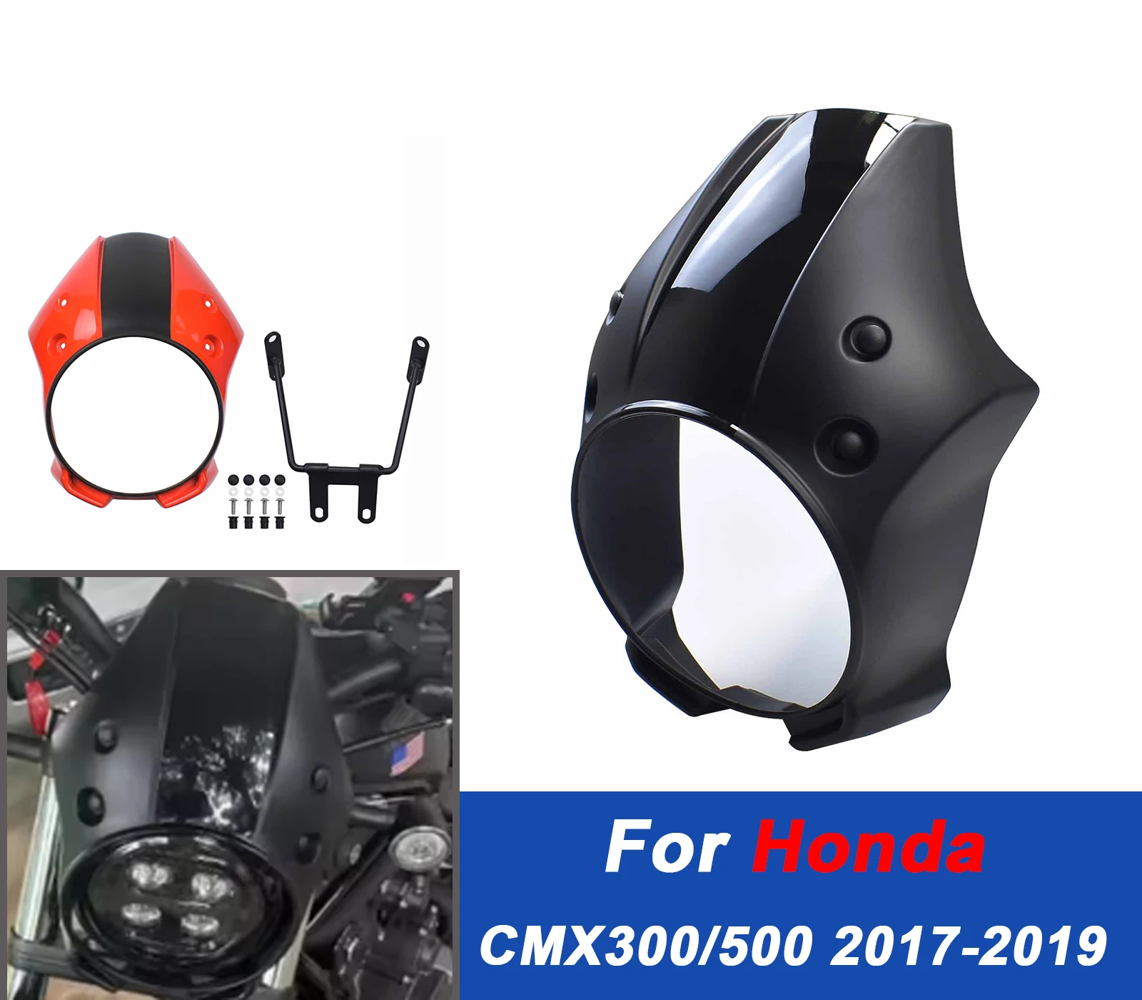 

For Honda Rebel CMX300/CMX500 2017-2019 Headlight Fairing Cowl Mask - Motorcycle Front Cover Protector