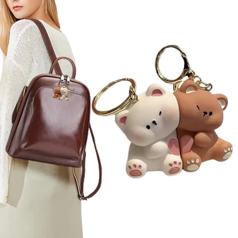 2pcs Car Key Ring Bag Charm Magnetic Keychain Bear Pendant Bear Couples Keychain Key Chain Animal Keychain for Purses Bags Key
