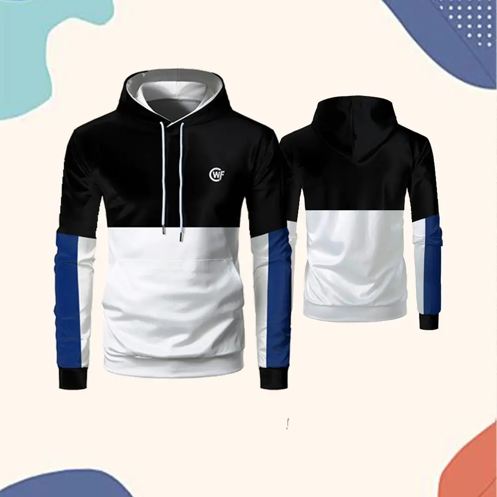 

WIFRU New Contrast Color Stitching Hoodie Autumn And Winter Street Trend Fashion Pullover Men And Women Loose Casual Tops