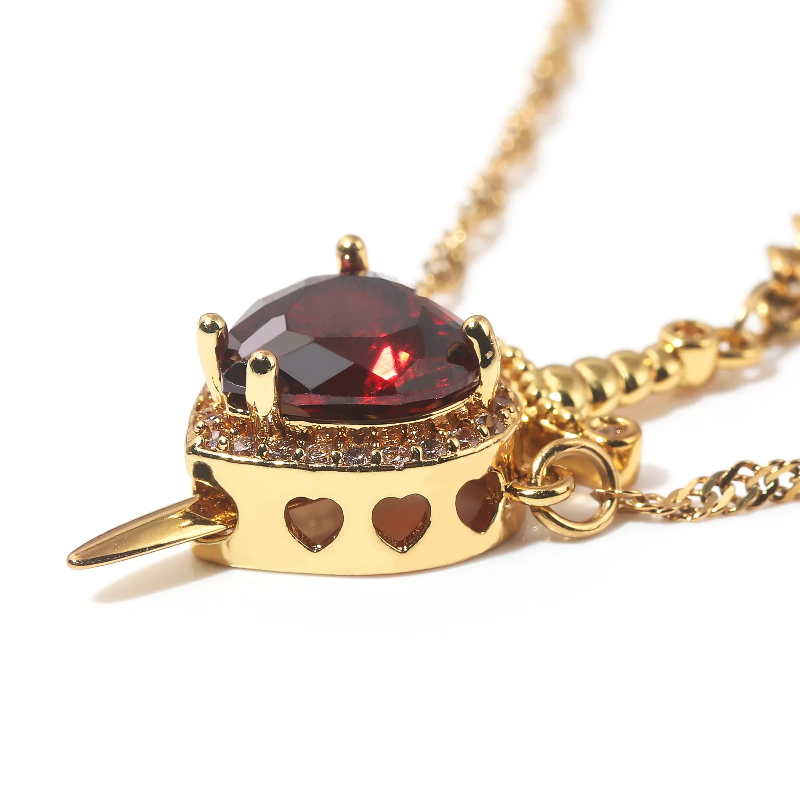 Stainless Steel Heart and Sword Pendant Necklace Fashion Gold Sliver Color Detachable Couple Necklaces Jewelry Gifts