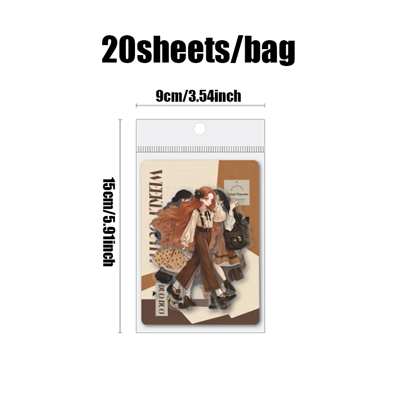 60/80 قطعة سلسلة ملابس دودو الأسبوعية ملصقات PET ذاتية الصنع إطار صور سجل القصاصات ألبوم جراب هاتف فنجان شاي الكمبيوتر المحمول مذكرات #6