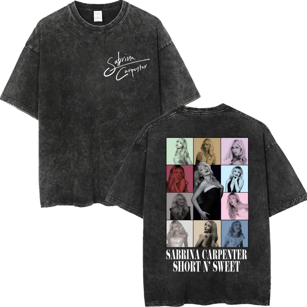 Vintage Washed Sabrina Carpenter Merch T Shirts High Quality Fashion Short Sleeve T-shirt Men Women Casual Oversized T-shirts